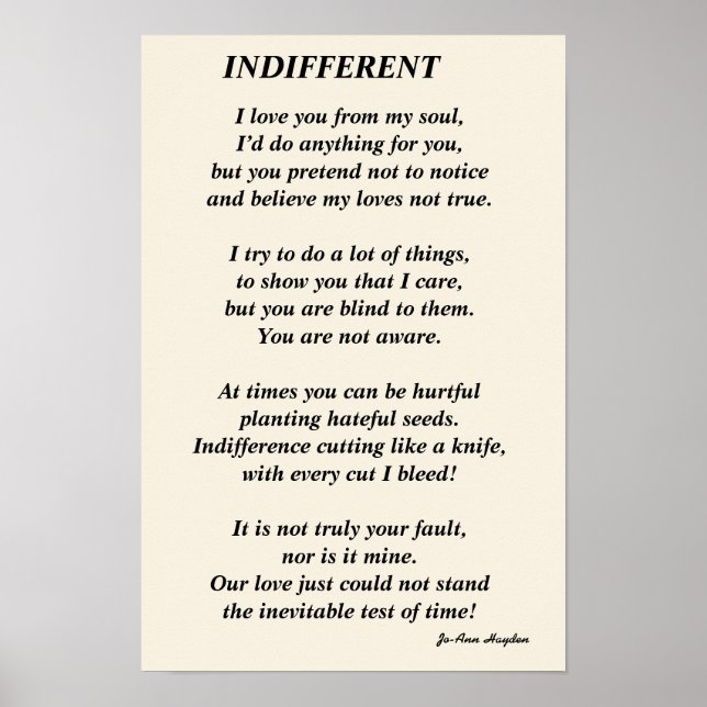 INDIFFERENT poemPrint, papel de pôster Value (Matt (Frente)