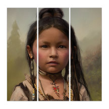 Indígenas Girl Native American Triptych Wall Art