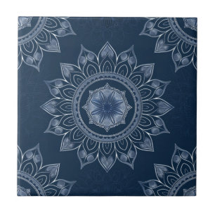 Índigo Azulejo Azul Decoração de Mandala Portugues