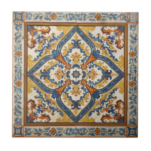 Índigo Azulejo Azul e amarelo Português