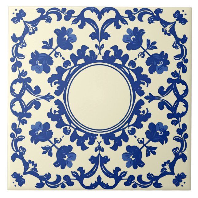 Índigo Azulejo Azul Português Lisboa Botânico (Frente)