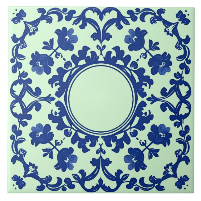 Índigo Azulejo Azul Português Lisboa Botânico (Frente)
