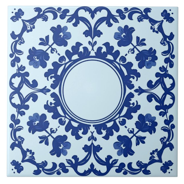 Índigo Azulejo Azul Português Lisboa Botânico (Frente)