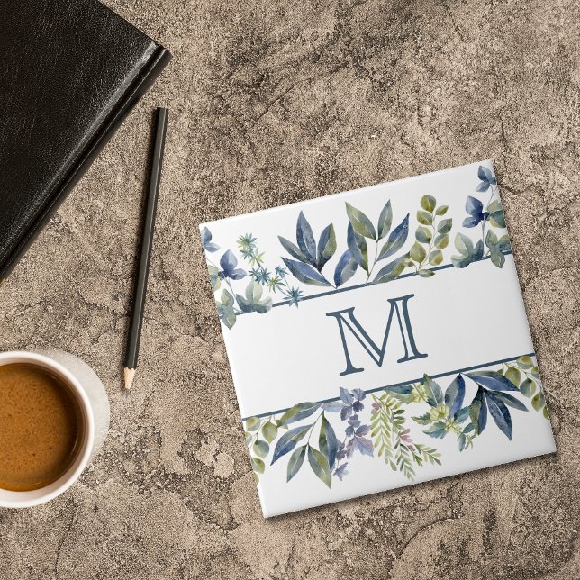 Indigo Blue Deixa Monograma de Borda (Criador carregado)