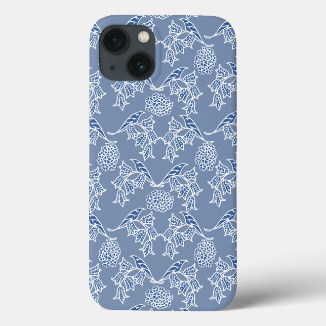 Indigo Blue Ethnic Floral Samsung Nota 4 Caso (Verso)