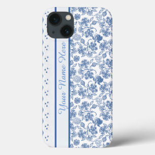 Indigo Floral Faux Lace Samsung Galaxy Nota 4 Caso