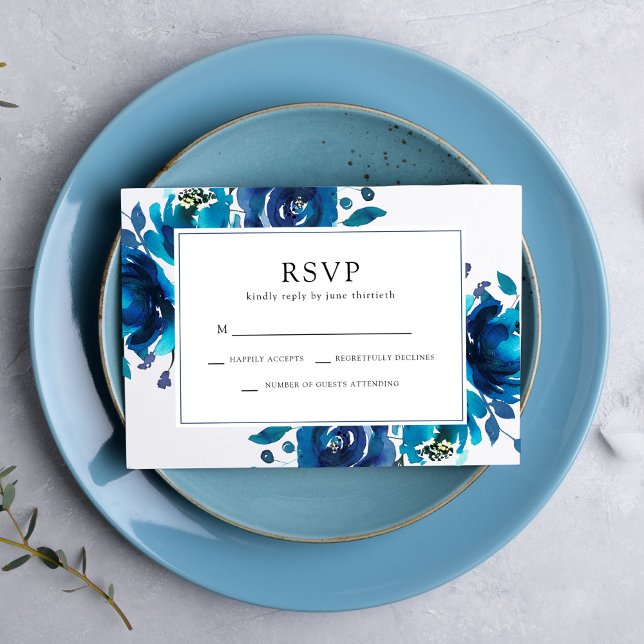 Indigo Floral Wedding RSVP (Criador carregado)
