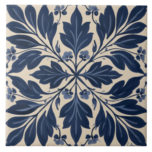 Indigo Folk Floral Damask (Frente)