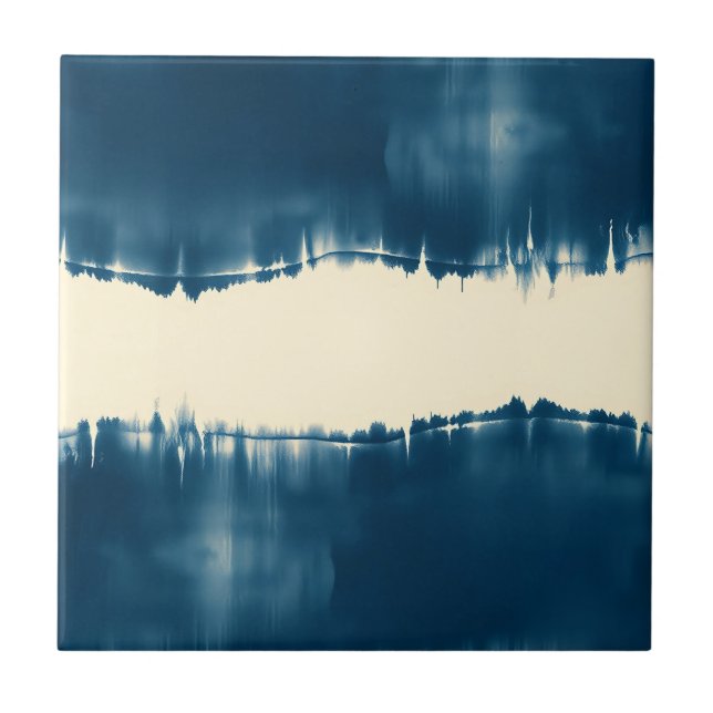 Índigo Shibori Abstrato Moderno Horizontal (Frente)