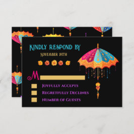 índio Hindu Colorful Parasol Weding RSVP