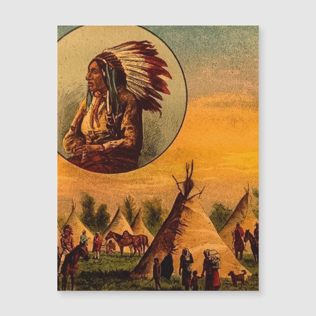 Índios Americanos Slide de Lanterna Mágica Antiga (Frente)