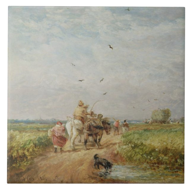 Indo ao Hayfield, 1853 (óleo no millboard) (Frente)