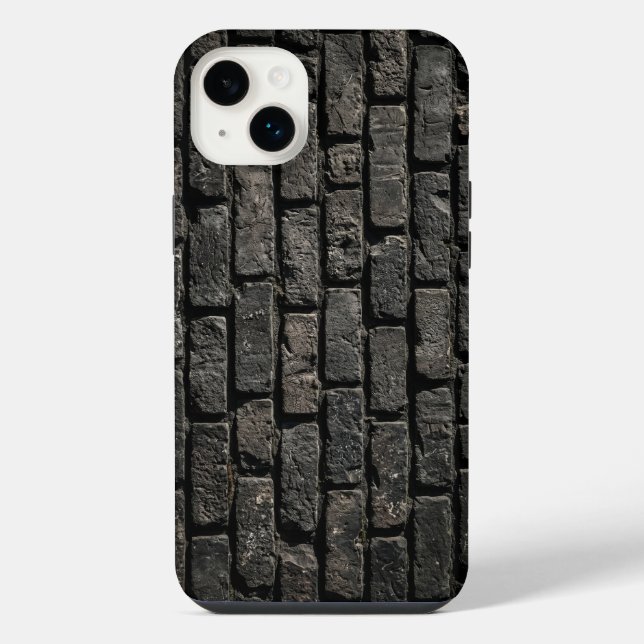 Industrial Black Brick Wall Texture iPhone Case (Verso)