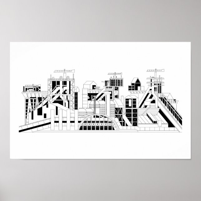 Industrial Metallurgical Combine Silhouette Poster (Frente)