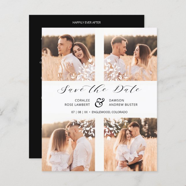 Inexpensive 4 Photos Collage Minimalist Branches (Frente/Verso)