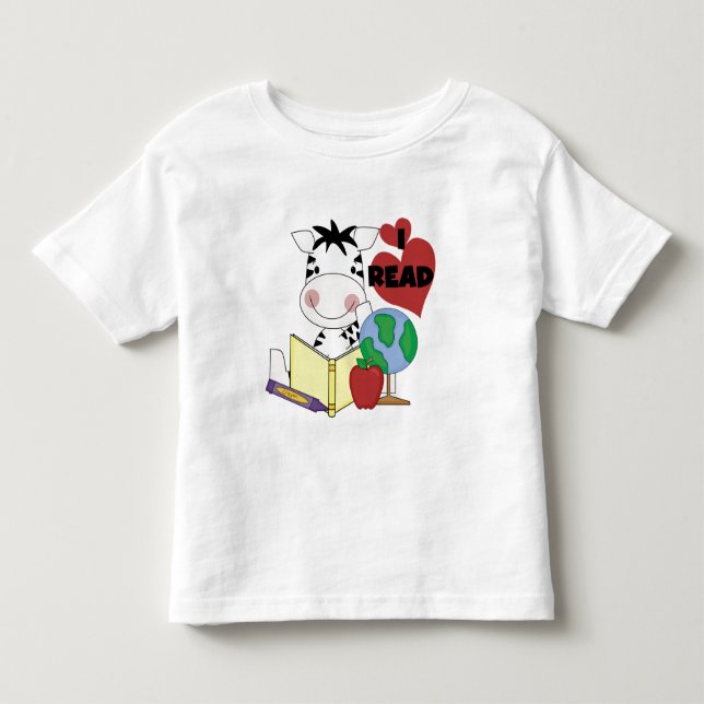 Infantil Amor da zebra para ler o camiseta e os presentes (Frente)