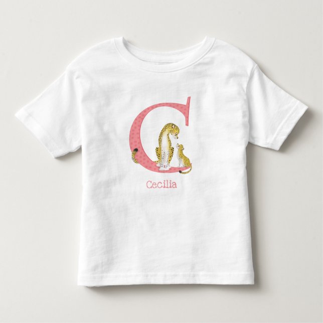 Infantil Animal ABC C é para camiseta Chita (Frente)