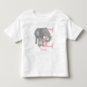 Infantil Animal ABC E é para camiseta elefante