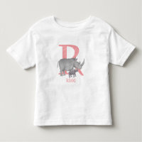 Animal ABC R é para a camiseta de rinoceronte