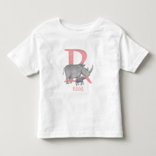 Infantil Animal ABC R é para a camiseta de rinoceronte