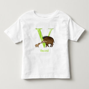 Infantil Animal ABC V é para camiseta de porco vadio Visaya