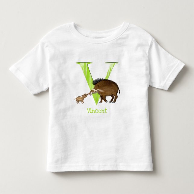 Infantil Animal ABC V é para camiseta de porco vadio Visaya (Frente)