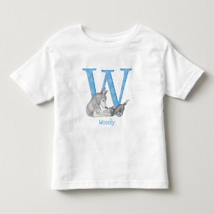 Infantil Animal ABC W é para camiseta de lobo
