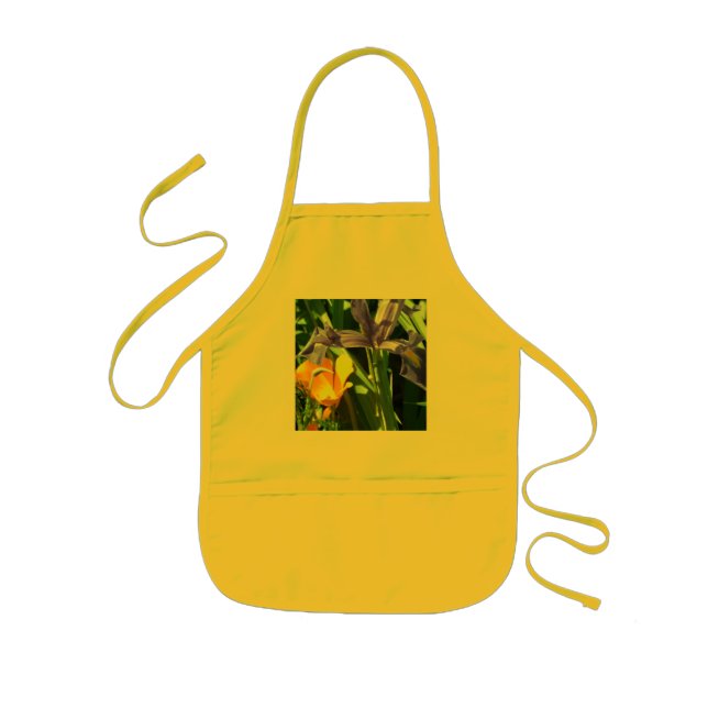 Infantil Avental amarelo de Sun com tema do jardim da íris (Frente)
