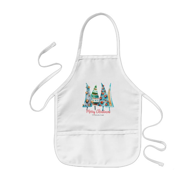 Infantil Avental Baby Doodle Christmas Trees (Frente)