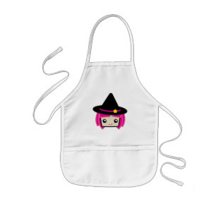 Infantil Avental de cabelo cor-de-rosa da bruxa de Kawaii