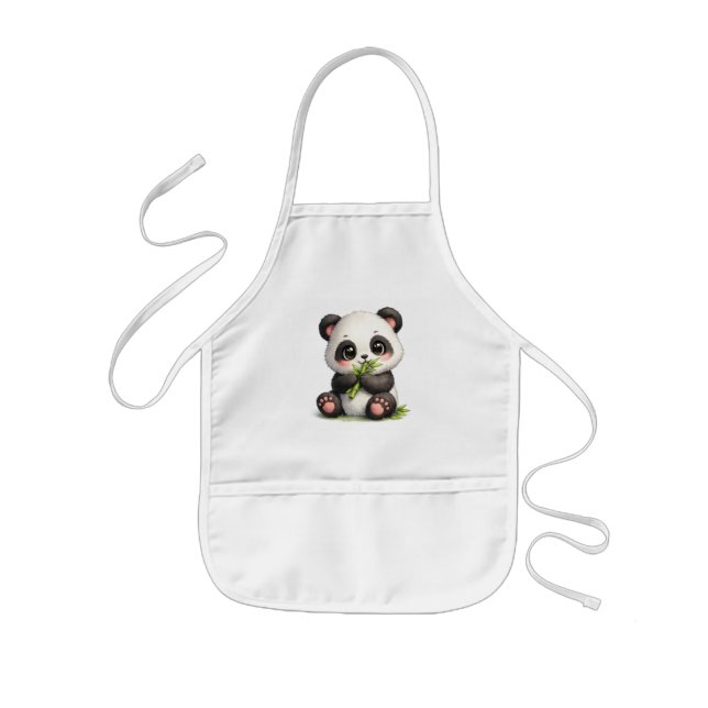 Infantil Avental de Cozinha Panda Bebê Fofo Comendo Bambu (Frente)