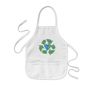 Infantil Avental do coração da terra do reciclar
