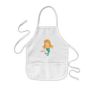 Infantil Avental Personalizado Menina Sereia Fofa