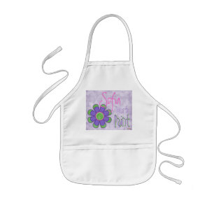 Infantil Avental roxo da pintura da flor