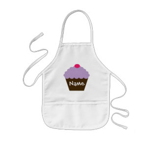 Infantil Avental roxo personalizado do cupcake