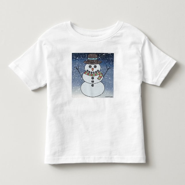 Infantil Boneco de Neve c/ Fundo (branco) - Camiseta de Beb (Frente)