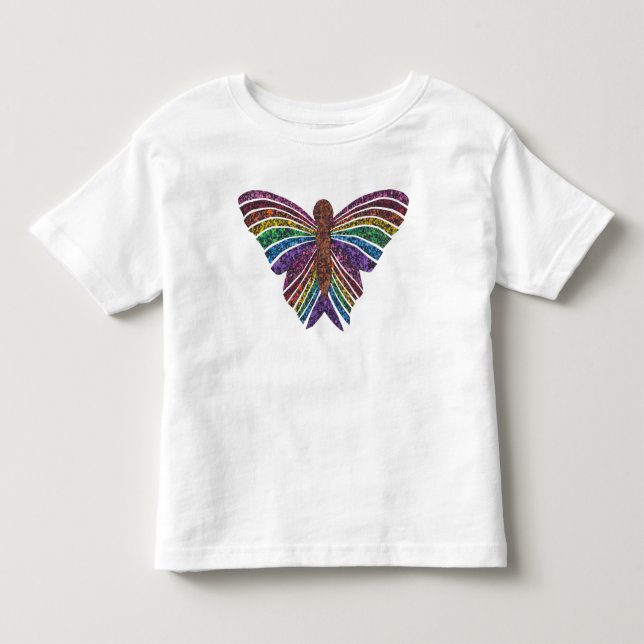 Infantil Borboleta Arco-íris (branca) - Camiseta para crian (Frente)