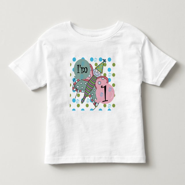 Infantil Borboleta eu sou um camiseta e uns presentes de 1 (Frente)