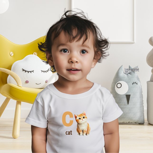 Infantil C é para Camiseta de Bebê Gato (Criador carregado)