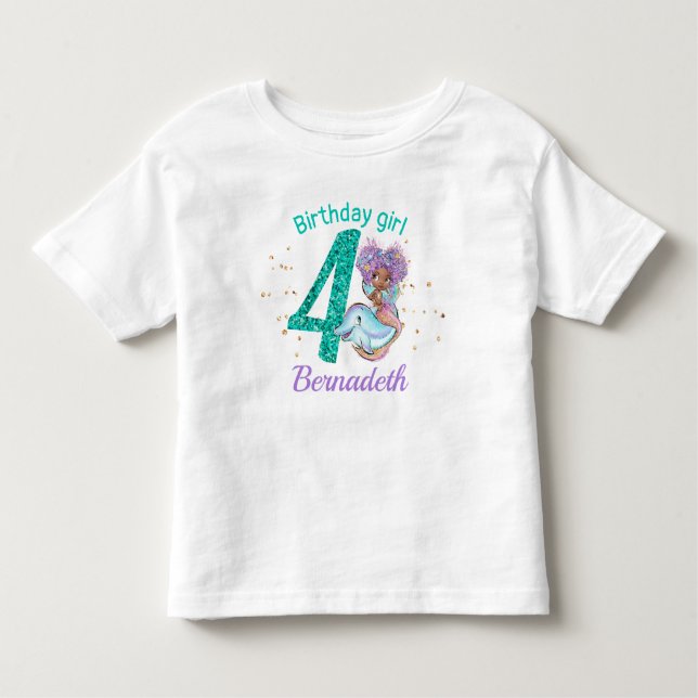 Infantil Camiseta Afro-Americana do 4º Aniversário (Frente)