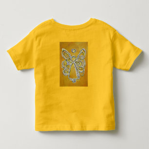 Infantil Camiseta amarela de pintura de anjo (Imagem atrás