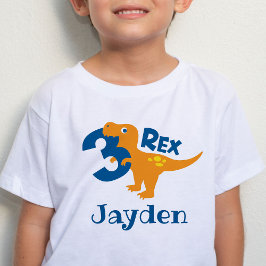 Infantil Camiseta aniversário de 3 anos de 3 Rex Dinossauro