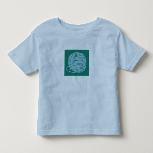 Infantil Camiseta Azul Claro com Bola de Linha (Frente)