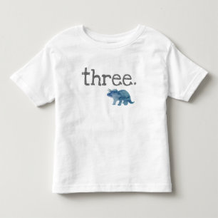 Infantil Camiseta Azul Dinossauro Terceiro Aniversário