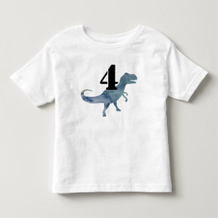 Infantil Camiseta Azul Dinossauro Trex Quatro Aniversário