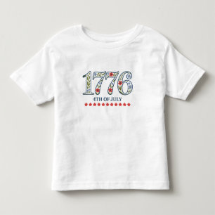 Infantil Camiseta-Bebê 1776 Floral 4 de Julho Camiseta
