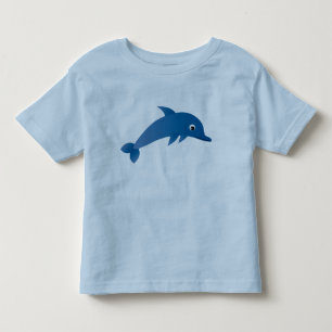 Infantil Camiseta bonito do azul do golfinho dos desenhos