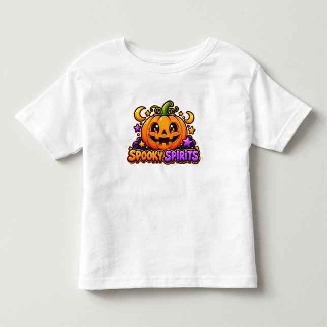 Infantil Camiseta Branca de Bebê Espíritos Assustadores Cut (Frente)