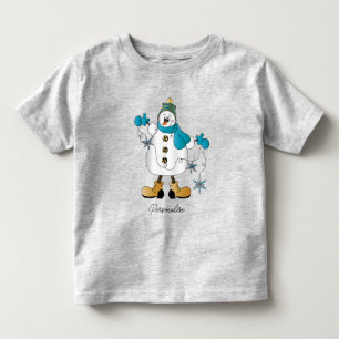 Infantil Camiseta Branca de Natal Azul, Neve Toddler