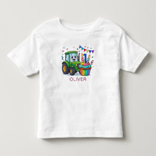 Infantil Camiseta Colorida Nome Idade Trator de Criança Peq